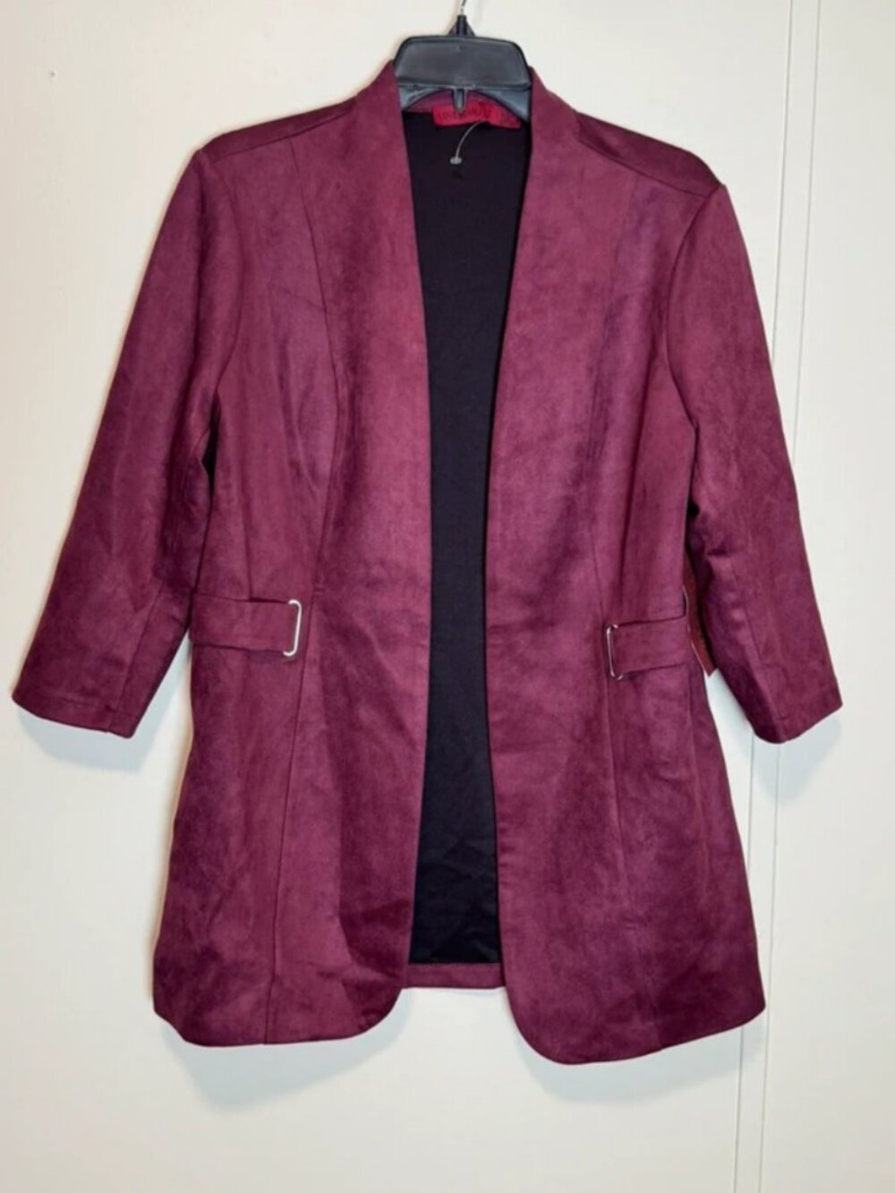 Love Scarlett Wine Faux Suede Blazer Size Large